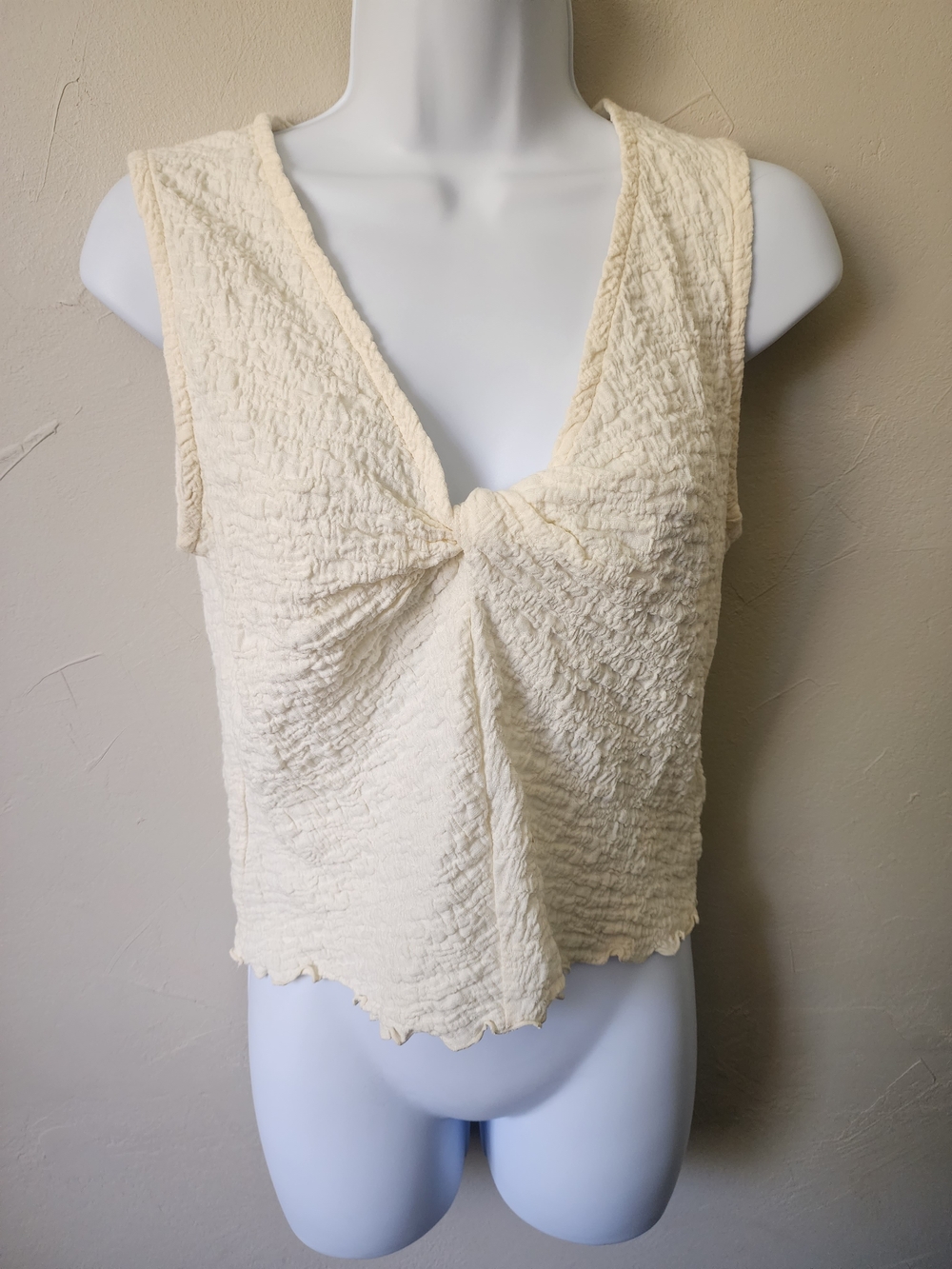 Madewell Popcorn-Knit Twist-Front Sleeveless Top Size Medium